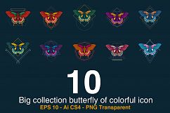 10 Big collection butterfly of colorful icon Product Image 2