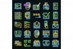 Online vote icons set vector neon Product Image 1