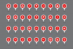 152 map pointer icons - hexagonal shapes Product Image 5