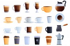 Coffee icons set, cartoon style Product Image 1