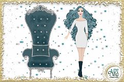 Christmas Snow Queen in Turquoise and Silver 25 PNG images Product Image 3