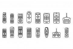 Hand remote control icons set, outline style Product Image 1