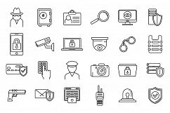Security service scan icons set, outline style Product Image 1