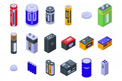Battery icons set, isometric style Product Image 1