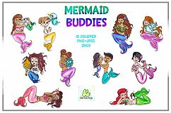 Mermaid Nautical Clipart, SVG, PNG, Watercolor, Sublimation Product Image 4