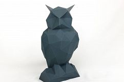 Night Owl, Papercraft Owl, Paper Owl, Animal Trophy, Loft Decor, Home Decor, 3D papercraft model, animal head, lowpoly DIY, hobby idea, DIY Product Image 2