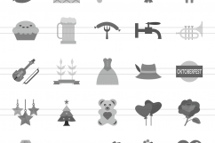 166 Observances &amp; Holiday Flat Greyscale Icons Product Image 2