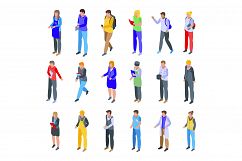 Job students icons set, isometric style Product Image 1