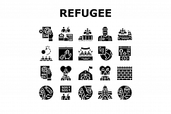 Refugee From Problem Collection Icons Set Vector Product Image 1