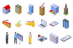 Property investments icons set, isometric style Product Image 1