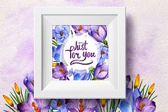 Blue and purple crocuses PNG watercolor set Product Image 6