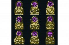 Nesting doll icons set vector neon Product Image 1