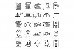 Security passport control icons set, outline style Product Image 1