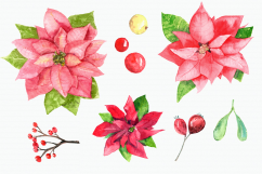Watercolor Poinsettia Clip Art Set Product Image 3