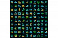 Farming robot icons set vector neon Product Image 1