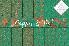 Copper &amp; Teal Foils Digital Paper Product Image 1