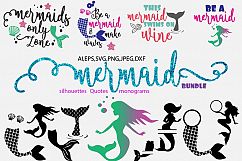 Mermaid svg bundle, quotes, monogram,silhouettes bundle Product Image 1