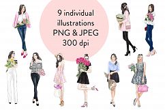 Flower girls watercolour illustrated clipart Product Image 2