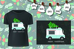 Truck tree retro vintage winter holiday svg Product Image 2