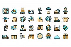 Courier icons set, outline style Product Image 1