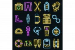 Rafting icon set vector neon Product Image 1