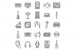 Acoustics audio icons set, outline style Product Image 1