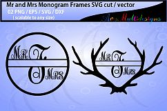 Mr and mrs monogram / mr and mrs circle monogram vector / antler monogram svg / SVG / Eps /Dxf / Png Product Image 1