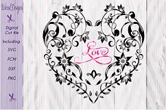 Flower heart svg, mothers day, lace cut file, glass block Product Image 1
