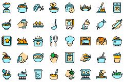 Hands preparing foods icons set vector flat Product Image 1