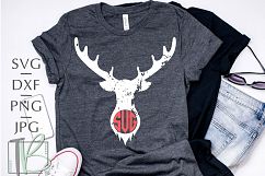 Grunge Monogram Deer Head SVG Product Image 1