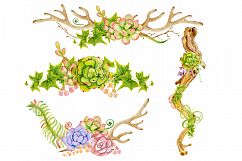 Watercolor Antlers and succulents Product Image 3
