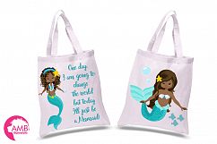 Mermaid Princess clipart, African AMerican Mermaids clipart, graphics, illustrations AMB-1363 Product Image 2