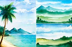 Landscape. Watercolor sketches. Product Image 6