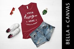 Maroon Bella Canvas 8803 Tank Top Mockup Vest Flat Lay Product Image 1