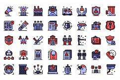 Personal guard icons set line color vector Product Image 1