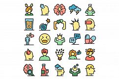 Stress icons set vector flat Product Image 1