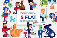 5 Vector Flat Characters Bundle Product Image 1