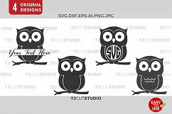 Owl SVG, Owl Monogram , Owls Monogram, Monogram Owl, Svg Files for Silhouette Cameo or Cricut Commercial &amp; Personal Use Product Image 1