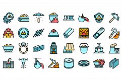 Metallurgy icons set vector flat Product Image 1