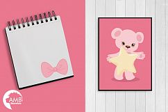 Teddy bear, nursery, baby girl, baby pink bear, clipart, graphics, llustrations AMB-1450 Product Image 5