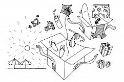 summer elements hand drawing vector Product Image 1