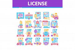 License Certificate Collection Icons Set Vector Product Image 1