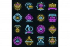 Jewellery icon set vector neon Product Image 1