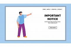 Important Notice Man Raising Forefinger Vector Product Image 1