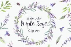 Watercolor Purple Sage Clip Art Set Product Image 1