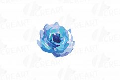 Watercolor Pink and Blue Roses and leafs clip art pack, png Product Image 9