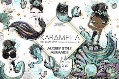 Audrey Style Mermaids Clipart Product Image 1