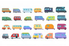 Auto camping icons set, cartoon style Product Image 1