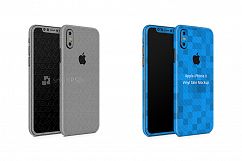 Apple iPhone X Vinyl Skin Design Mockup Front-Back Angled Product Image 1