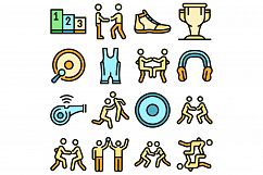 Greco-Roman wrestling icons set vector flat Product Image 1